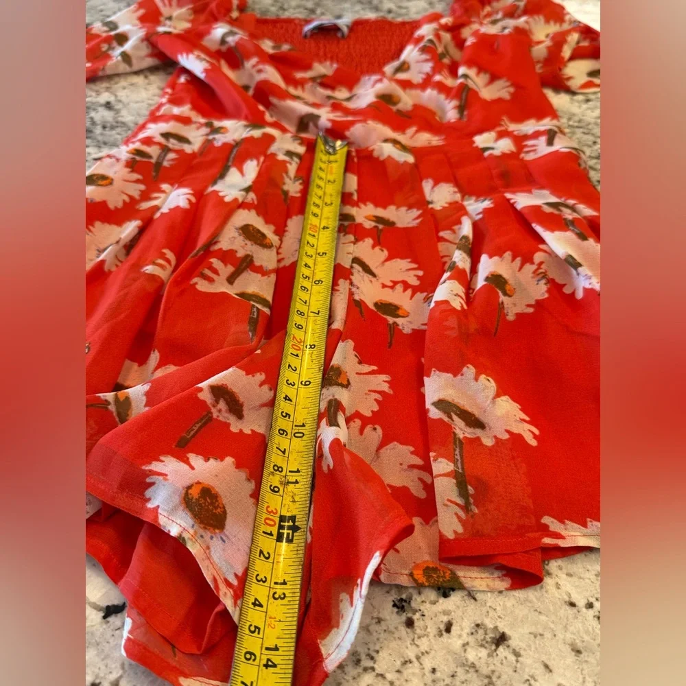Urban Outfitters‎ Orange Red Floral Romper